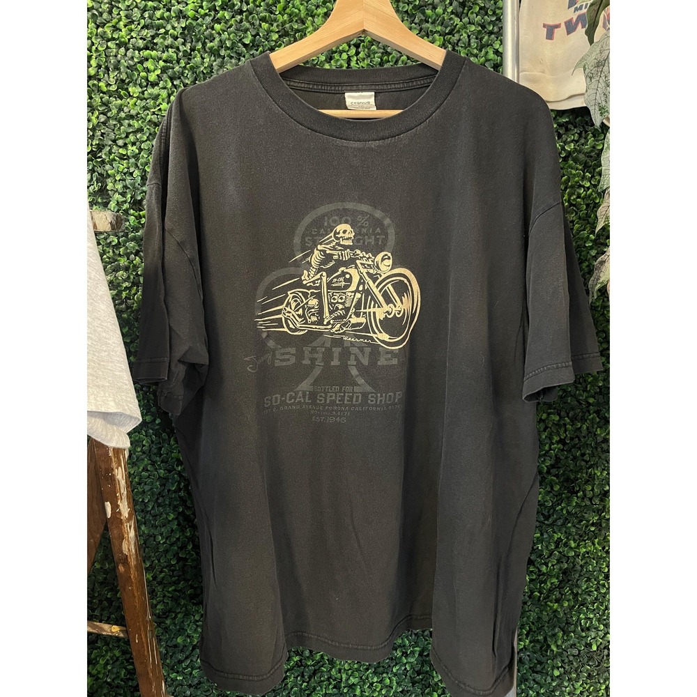 vtg SO-CAL CAR T-shirt large // west coast choppers skeleton biker  boxy cropped